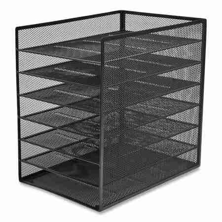 Tru Red Front-Load Enclosed Wire Mesh Horizontal Document Organizer, 6 Section, Letter-Size, Matte Black TR57565-CC